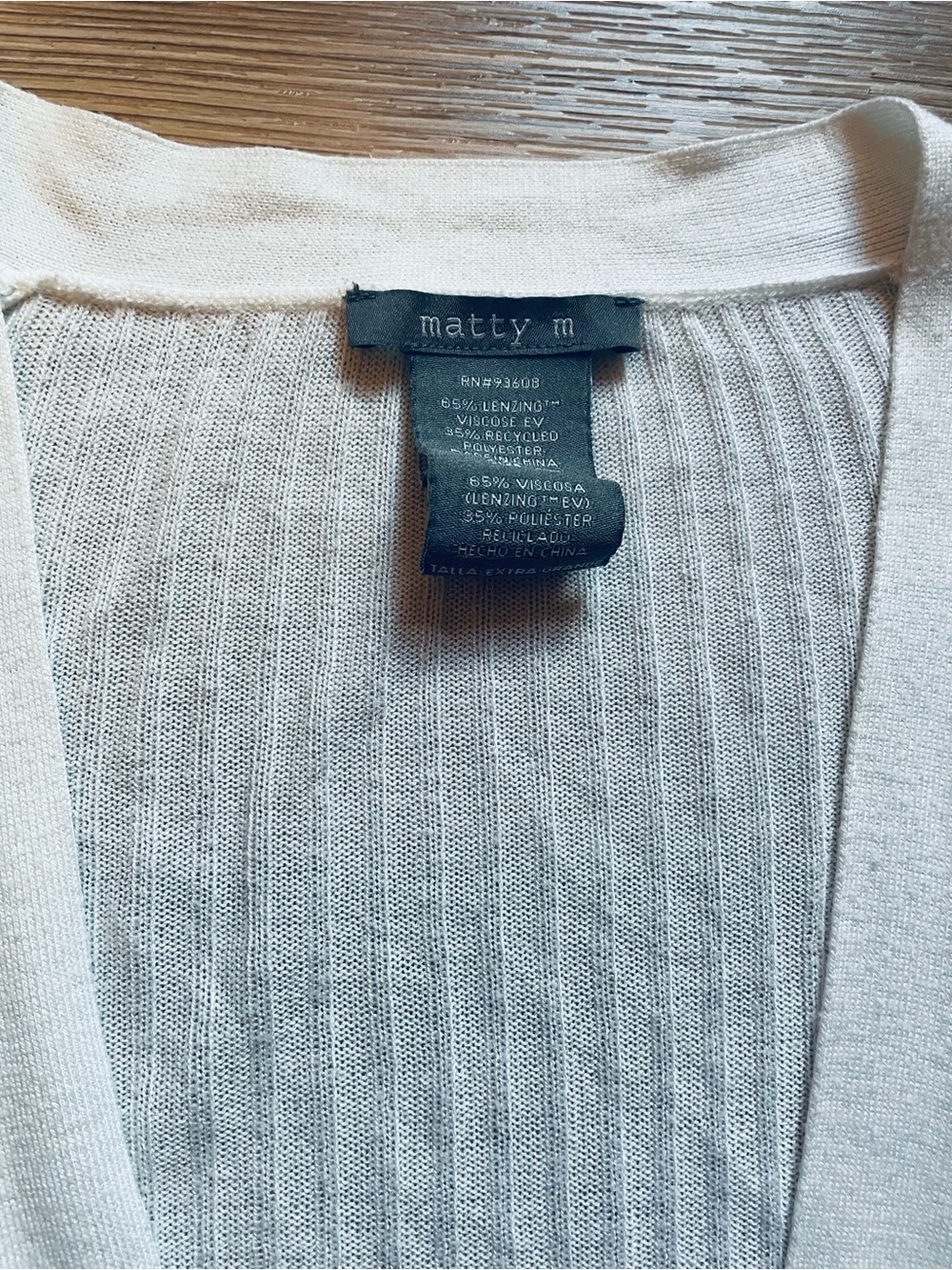Matty M Cream Open-Front Ribbed Cardigan - Picture 2 of 5